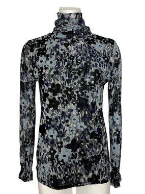 Fabienne Chapot Johanna Top Turtleneck Blouse M Blue Floral